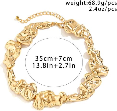 Chunky Gold Statement Choker Necklace for Women Irregular Pleated Lava Necklace Minimalistic Melting Liquid Necklace Trendy Birthday Jewelry Presents in Saudi Arabia