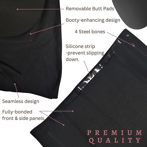 High-Waisted Shapewear Shorts – Anti-Roll Strips, Removable Butt Pads, Tummy Tucker – Seamless & Comfortable Fit in Saudi Arabia