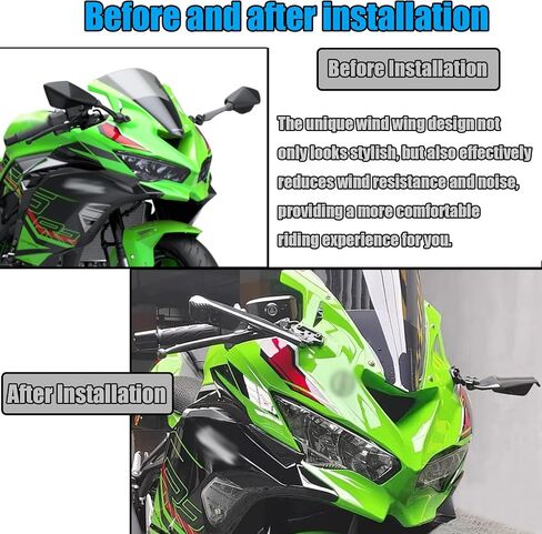 ل ZX6R ZX636 ZX10R 2025 2024 دراجة نارية غير مرئية مجموعة مرآة مرآة قابلة للتعديل الخلفي مرآة عاكس الجناح الجناح المفسد ZX-6R ZX-636 ZX-10R 2016-2025+ إكسسوارات الدراجات النارية (أسود) in Kuwait