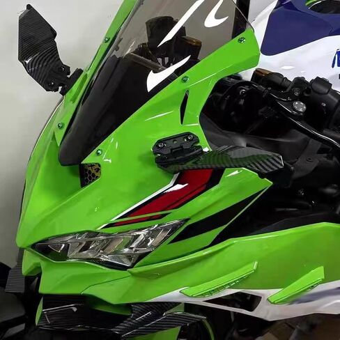 ل ZX6R ZX636 ZX10R 2025 2024 دراجة نارية غير مرئية مجموعة مرآة مرآة قابلة للتعديل الخلفي مرآة عاكس الجناح الجناح المفسد ZX-6R ZX-636 ZX-10R 2016-2025+ إكسسوارات الدراجات النارية (أسود) in Kuwait