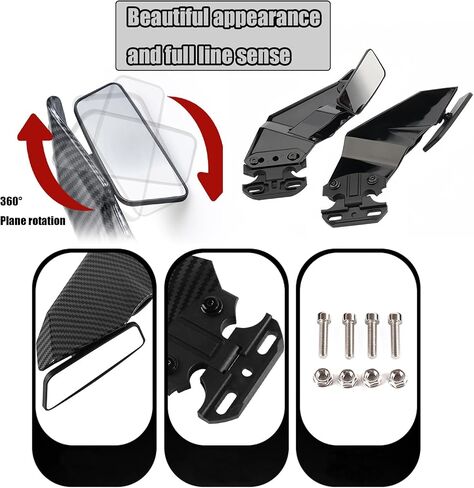 ل ZX6R ZX636 ZX10R 2025 2024 دراجة نارية غير مرئية مجموعة مرآة مرآة قابلة للتعديل الخلفي مرآة عاكس الجناح الجناح المفسد ZX-6R ZX-636 ZX-10R 2016-2025+ إكسسوارات الدراجات النارية (أسود) in Kuwait