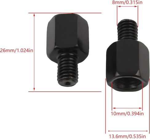 PowerMotor Rear Mirror Mount Adapter Screws,Motorcycle Rearview Mirrors Thread Diameter Converter M8 LH to M10 RH For Motorcycle ATV Scooter Pit Dirt Bike(4Pcs) in Saudi Arabia