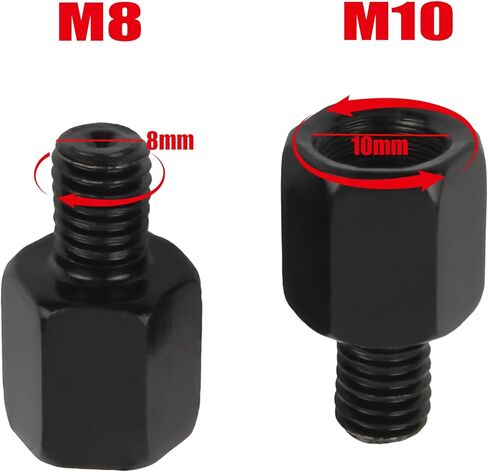 PowerMotor Rear Mirror Mount Adapter Screws,Motorcycle Rearview Mirrors Thread Diameter Converter M8 LH to M10 RH For Motorcycle ATV Scooter Pit Dirt Bike(4Pcs) in Saudi Arabia