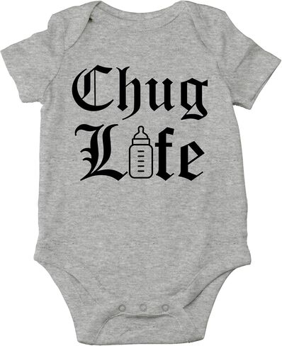 AW Fashions Chug Life Baby Bodysuit Funny, Cute, and Comfortable Infant Apparel - Trendy Newborn Clothing (Newborn, Pink) in Saudi Arabia