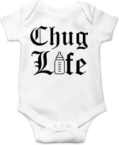 AW Fashions Chug Life Baby Bodysuit Funny, Cute, and Comfortable Infant Apparel - Trendy Newborn Clothing (Newborn, Pink) in Saudi Arabia