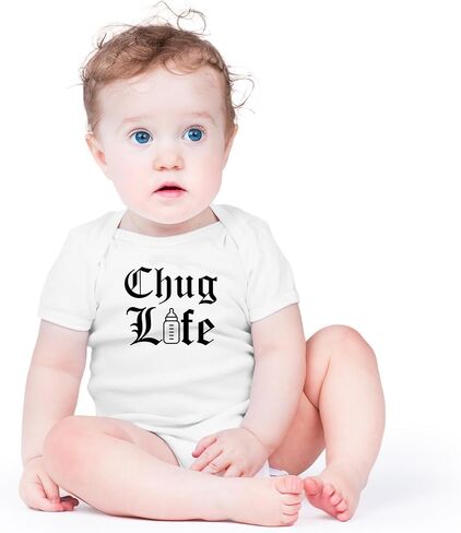 AW Fashions Chug Life Baby Bodysuit Funny, Cute, and Comfortable Infant Apparel - Trendy Newborn Clothing (Newborn, Pink) in Saudi Arabia