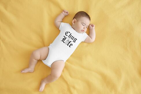 AW Fashions Chug Life Baby Bodysuit Funny, Cute, and Comfortable Infant Apparel - Trendy Newborn Clothing (Newborn, Pink) in Saudi Arabia