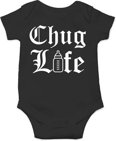 AW Fashions Chug Life Baby Bodysuit Funny, Cute, and Comfortable Infant Apparel - Trendy Newborn Clothing (Newborn, Pink) in Saudi Arabia