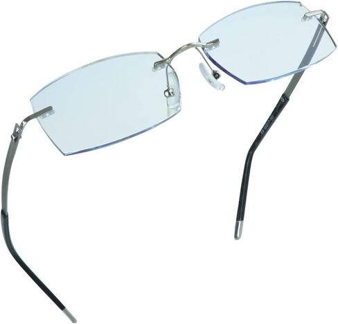 LifeArt Blue Light Blocking Glasses, Computer Reading Glasses, Anti Blue Rays, Reduce Eyestrain, Rimless Frame Tinted Lens with Diamond, Stylish for Men and Women (+2.50 Magnification) in Saudi Arabia