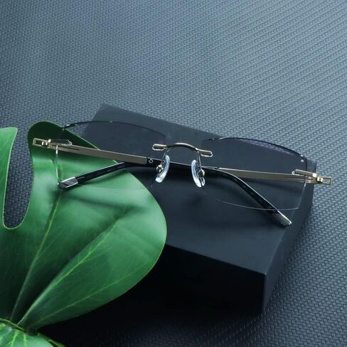 LifeArt Blue Light Blocking Glasses, Computer Reading Glasses, Anti Blue Rays, Reduce Eyestrain, Rimless Frame Tinted Lens with Diamond, Stylish for Men and Women (+2.50 Magnification) in Saudi Arabia