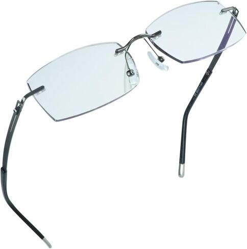 LifeArt Blue Light Blocking Glasses, Computer Reading Glasses, Anti Blue Rays, Reduce Eyestrain, Rimless Frame Tinted Lens with Diamond, Stylish for Men and Women (+2.50 Magnification) in Saudi Arabia