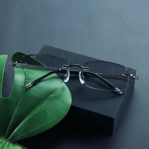 LifeArt Blue Light Blocking Glasses, Computer Reading Glasses, Anti Blue Rays, Reduce Eyestrain, Rimless Frame Tinted Lens with Diamond, Stylish for Men and Women (+2.50 Magnification) in Saudi Arabia