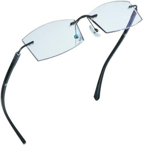 LifeArt Blue Light Blocking Glasses, Computer Reading Glasses, Anti Blue Rays, Reduce Eyestrain, Rimless Frame Tinted Lens with Diamond, Stylish for Men and Women (+2.50 Magnification) in Saudi Arabia