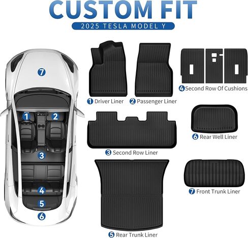 الحصير الأرضية Oedro تناسب 2025 2026 Tesla Model Y Juniper 5 مقعد ، طراز TPE جميع الأحوال الجوية Y Floor Packrest Mat & Front الخلفية الخلفية ذات الطبعات الكاملة TPE Liners Excessories in Saudi Arabia