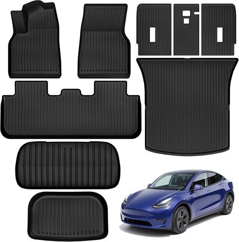 الحصير الأرضية Oedro تناسب 2025 2026 Tesla Model Y Juniper 5 مقعد ، طراز TPE جميع الأحوال الجوية Y Floor Packrest Mat & Front الخلفية الخلفية ذات الطبعات الكاملة TPE Liners Excessories in Saudi Arabia