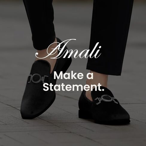 Amali Velvet Slip-On Dress Loafers for Men with Lion Head Piece, Men's Formal Smoking Tuxedo Slippers, Loafer Shoes with Metal Chain Detail in Kuwait
