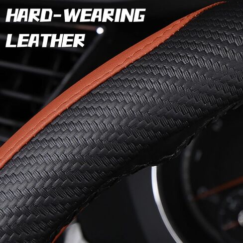 Car Steering Wheel Cover, Carbon Fiber Leather Vehicle Steer Wheel Protector, Anti-Slip Breathable Automotive Interior Wheel Cover Accessories, Universal for Most Cars (Black) in Kuwait