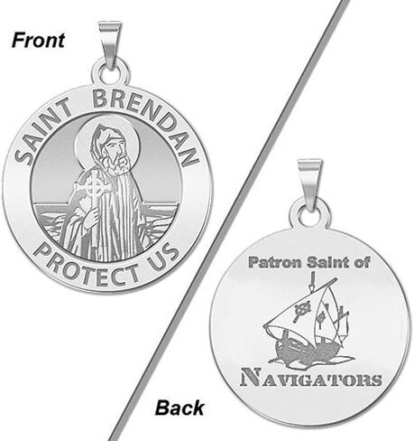 PicturesOnGold.com Saint Brendan Double Sided Navigator Round Religious Medal - 3/4 Inch Sterling Silver in Saudi Arabia