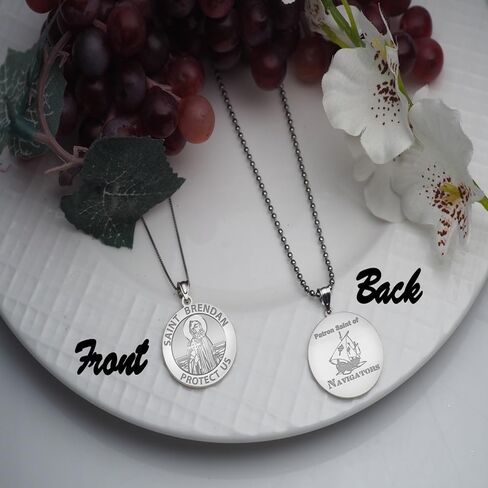 PicturesOnGold.com Saint Brendan Double Sided Navigator Round Religious Medal - 3/4 Inch Sterling Silver in Saudi Arabia
