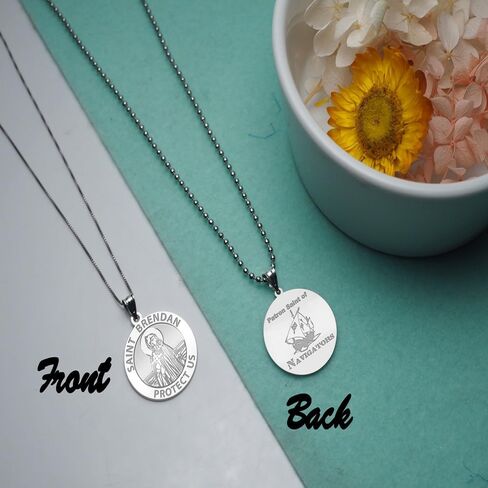 PicturesOnGold.com Saint Brendan Double Sided Navigator Round Religious Medal - 3/4 Inch Sterling Silver in Saudi Arabia