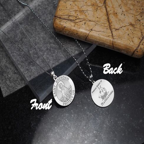 PicturesOnGold.com Saint Brendan Double Sided Navigator Round Religious Medal - 3/4 Inch Sterling Silver in Saudi Arabia