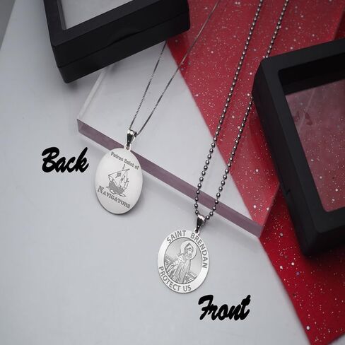 PicturesOnGold.com Saint Brendan Double Sided Navigator Round Religious Medal - 3/4 Inch Sterling Silver in Saudi Arabia