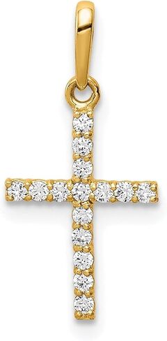10k Real Solid Yellow Gold and CZ Cross Pendant Charm, 19x9mm in Saudi Arabia
