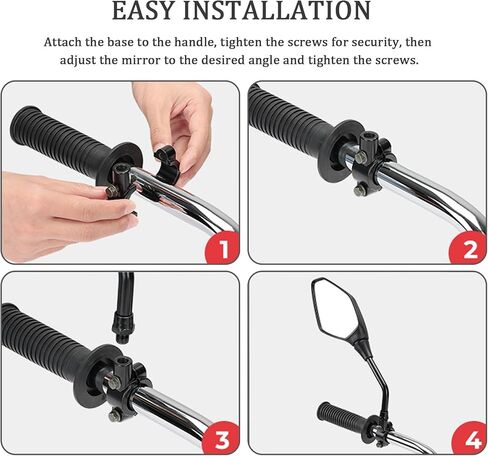 2pcs مرايا الدراجات النارية 360 ° مرآة دراجة نارية ألياف الكربون القابلة للتعديل للمقود مع الدراجات النارية ذات الجوانب ذات الجوانب البركانية 8 مم و 10 ملم تناسب الدراجة البخارية ، الدراجة الترابية ، ATV in Kuwait