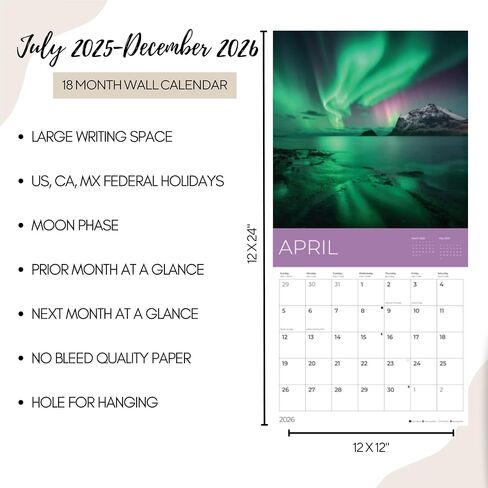 July 2025- December 2026 Scotland Wall Calendar 18 Month | 12" x 24" Open | Giftable Travel Calendar 2026 | Thick & Sturdy Paper for Organizing & Planning | Pacific Waters Press (Scotland) in Kuwait