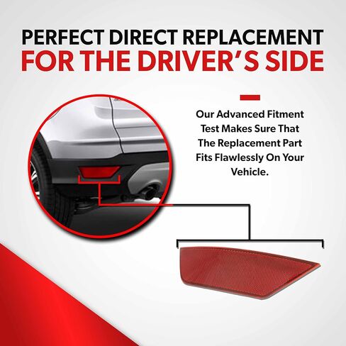 Rear Bumper Reflector Light For 2013 2014 2015 2016 2017 2018 2019 Ford Escape - CAPA Certified - Driver Side - Rear Reflector Light Lens Cover Replacement For CJ5Z15A449B in Saudi Arabia