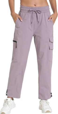 Women's Lightweight Hiking Joggers with Pockets - Water Resistant Cargo Pants for Outdoor Workouts Camping in Saudi Arabia