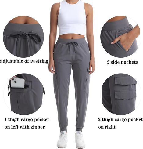 Women's Lightweight Hiking Joggers with Pockets - Water Resistant Cargo Pants for Outdoor Workouts Camping in Saudi Arabia