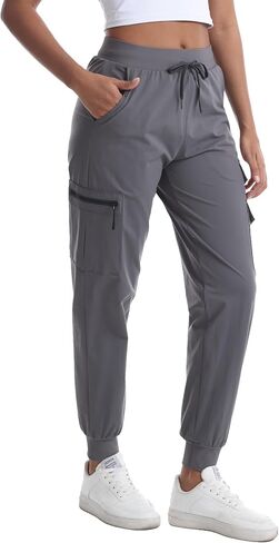 Women's Lightweight Hiking Joggers with Pockets - Water Resistant Cargo Pants for Outdoor Workouts Camping in Saudi Arabia