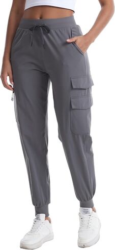 Women's Lightweight Hiking Joggers with Pockets - Water Resistant Cargo Pants for Outdoor Workouts Camping in Saudi Arabia