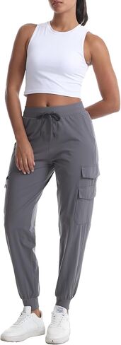 Women's Lightweight Hiking Joggers with Pockets - Water Resistant Cargo Pants for Outdoor Workouts Camping in Saudi Arabia