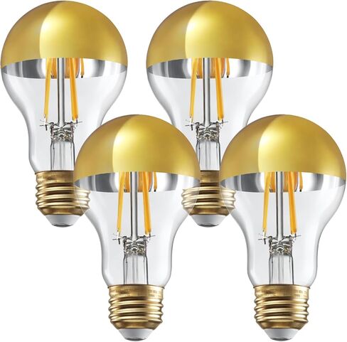 لمبة إضاءة نصف كروم قابلة للتعتيم من TORCHSTAR، 4.5 وات (40 وات مكافئة)، مصابيح إضاءة LED مضادة للوهج، مدرجة في قائمة UL، لمبة E26 مغموسة بالذهب، لمبة اديسون LED عتيقة A19 لغرفة النوم والمطبخ، 2700 كلفن أبيض ناعم، حزمة من 2 in Kuwait