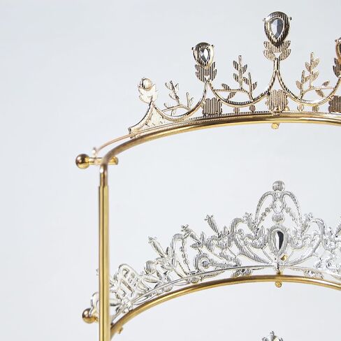 Byken 4 Tier Crown Holder,Tiara Organizer,.Golden Bridal Headdress Display Stand for Selling,Headband Ear Crown Storage Tower,Jewelry Holder for Girls Wedding Home Shop Store (Silver) in Kuwait