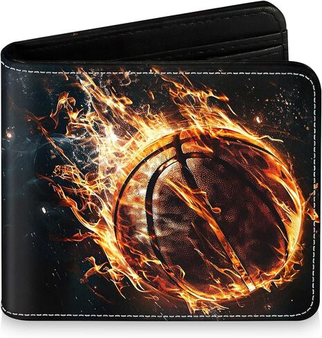 Teen Boys Wallet for Kids - Basketball Kids Wallet for Boys Leather Credit Id Card Cash Holder Rfid Blocking Zipper Cool Funny Wallets with Coin Pocket Id Window Bifold Sports Wallet for Boys Men in Saudi Arabia