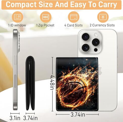 Teen Boys Wallet for Kids - Basketball Kids Wallet for Boys Leather Credit Id Card Cash Holder Rfid Blocking Zipper Cool Funny Wallets with Coin Pocket Id Window Bifold Sports Wallet for Boys Men in Saudi Arabia