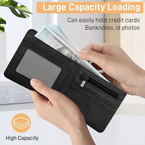 Teen Boys Wallet for Kids - Basketball Kids Wallet for Boys Leather Credit Id Card Cash Holder Rfid Blocking Zipper Cool Funny Wallets with Coin Pocket Id Window Bifold Sports Wallet for Boys Men in Saudi Arabia