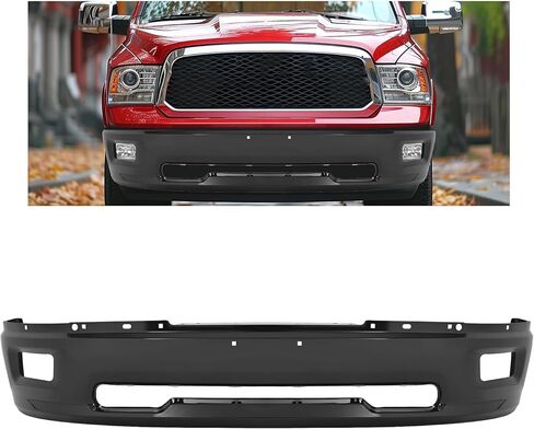 KUAFU Front Bumper Face Bar Compatible with 2009-2010 Dodge Ram 1500 2011-2012 Ram 1500 W/Fog Lights Holes Replacement for CH1002384, 68206067AA Steel Chrome&Powder Coated Black 3PCS in Saudi Arabia