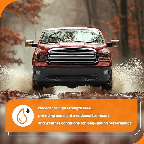 KUAFU Front Bumper Face Bar Compatible with 2009-2010 Dodge Ram 1500 2011-2012 Ram 1500 W/Fog Lights Holes Replacement for CH1002384, 68206067AA Steel Chrome&Powder Coated Black 3PCS in Saudi Arabia
