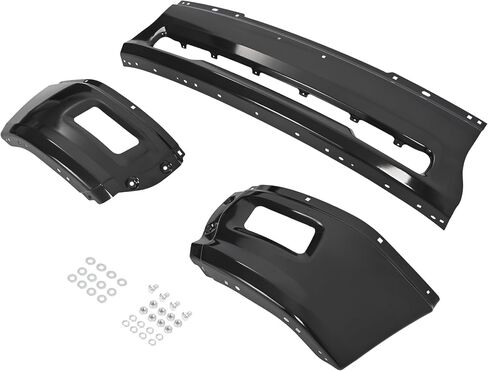 KUAFU Front Bumper Face Bar Compatible with 2009-2010 Dodge Ram 1500 2011-2012 Ram 1500 W/Fog Lights Holes Replacement for CH1002384, 68206067AA Steel Chrome&Powder Coated Black 3PCS in Saudi Arabia