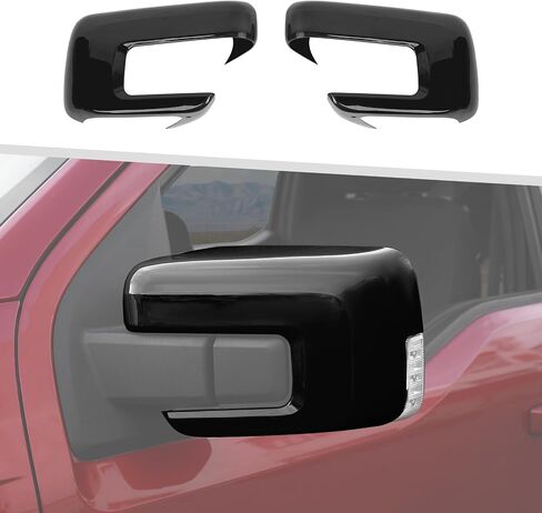 Jimen Fit for Ford F150 2021-2024, 2PCS Exterior Rearview Mirror Caps Cover (Black) in Saudi Arabia