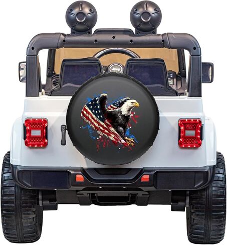 Spare Tire Cover, Wheel Cover with Bald Eagle American Flag PVC Leather Weatherproof Sun Protection Wheel Tire Cover Universal Fit for Jeep Trailers RV SUV Truck Camper Travel (15 Inch) in Saudi Arabia