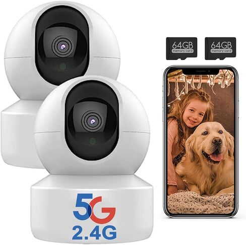 كاميرا أمان داخلية، كاميرا 2K HD Pan/Tilt لاسلكية للحيوانات الأليفة لمراقبة الأطفال، 5G و2.4G WiFi كاميرا أمان منزلية للكلاب/المربية، رؤية ليلية، صفارة إنذار، متوافقة مع Alexa وGoogle in Saudi Arabia