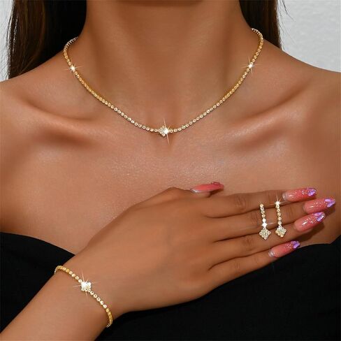 مجوهرات زفاف الزفاف الحجرية للنساء ، سوار قلادة القلادة اللامع ، سوار قلادة القلادة. in Kuwait