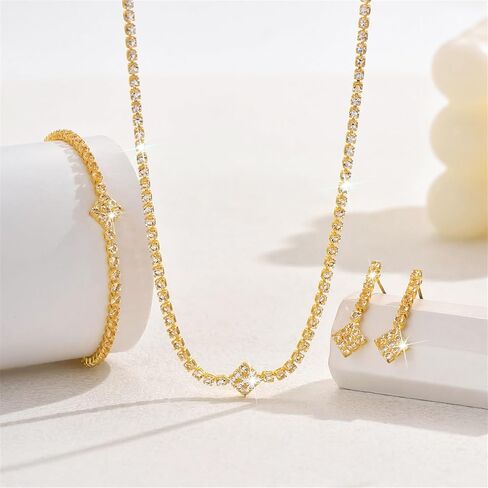 مجوهرات زفاف الزفاف الحجرية للنساء ، سوار قلادة القلادة اللامع ، سوار قلادة القلادة. in Kuwait