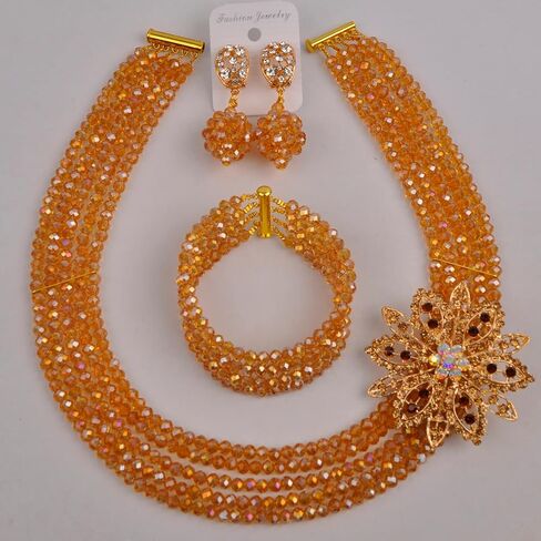 مجموعة مجوهرات حبات أفريقية كلاسيكية مجموعة مجوهرات العروسة الزفاف النيجيرية in Kuwait