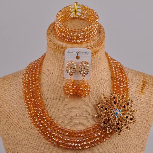 مجموعة مجوهرات حبات أفريقية كلاسيكية مجموعة مجوهرات العروسة الزفاف النيجيرية in Kuwait